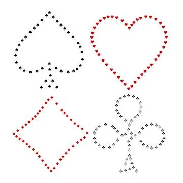 Playing card suits icon set composed of smaller identical suit symbols in flat d Stock Illustration