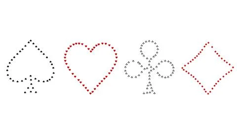 Playing card suits icon set composed of smaller identical suit symbols, horizont Stockillustratie