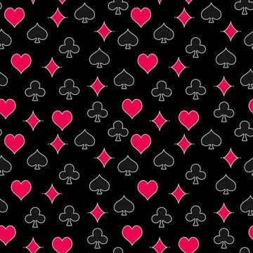 Playing Card Suits vector Gambling concept colored Seamless Pattern Illustration