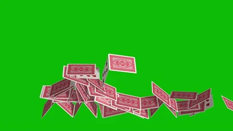 Playing Card Tower Falling Green Screen ... | Stock Video | Pond5