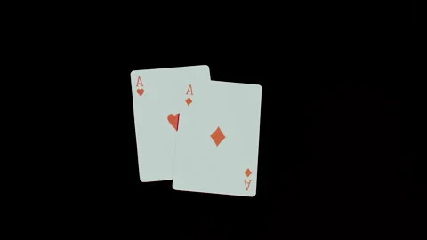 Playing Cards - 2 Aces Red Stock Footage 134573374