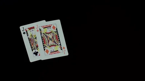 Playing Cards - 2 Jacks Red and Black Stock Footage 134571895