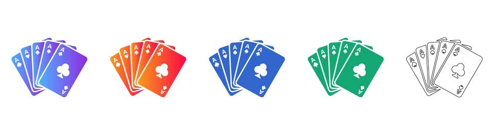 Playing Cards Ace Set Icon Collection Stock Illustration
