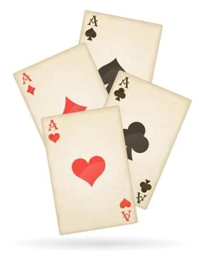 Playing cards aces of different suits old retro vector illustration Stock Illustration