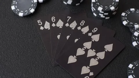 Playing cards and chips on a table, a gambling game of poker. Cards and chips Stock Footage 331950515