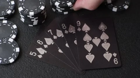 Playing cards and chips on a table, a gambling game of poker. Cards and chips Stock Footage 331950519