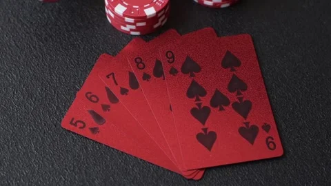 Playing cards and chips on a table, a gambling game of poker. Cards and chips Stock Footage 331950541