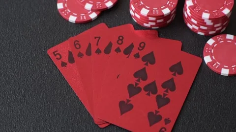 Playing cards and chips on a table, a gambling game of poker. Cards and chips Stock Footage 331950546