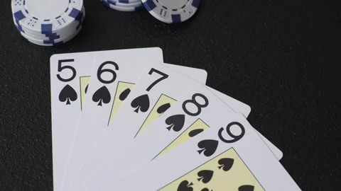 Playing cards and chips on a table, a gambling game of poker. Cards and chips Stock Footage 331950553