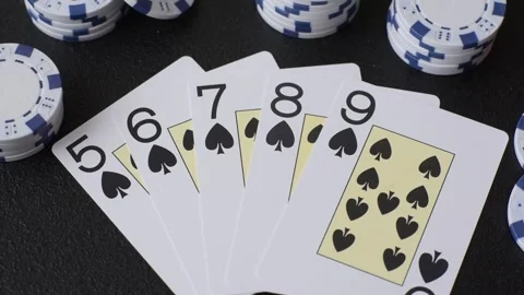 Playing cards and chips on a table, a gambling game of poker. Cards and chips Stock Footage 331950554