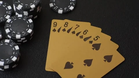 Playing cards and chips on a table, a gambling game of poker. Cards and chips Stock Footage 331950569