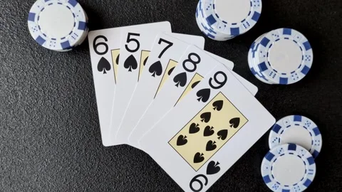 Playing cards and chips on a table, a gambling game of poker. Cards and chips Stock Footage 331950664