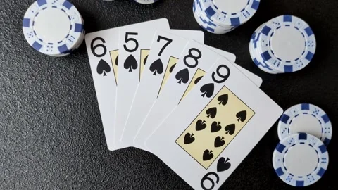 Playing cards and chips on a table, a gambling game of poker. Cards and chips Stock Footage 331950671