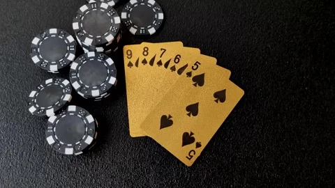 Playing cards and chips on a table, a gambling game of poker. Cards and chips Stock Footage 331950675