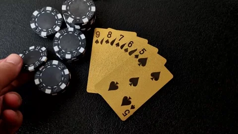 Playing cards and chips on a table, a gambling game of poker. Cards and chips Stock Footage 331950676