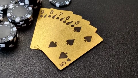 Playing cards and chips on a table, a gambling game of poker. Cards and chips Stock Footage 331950680