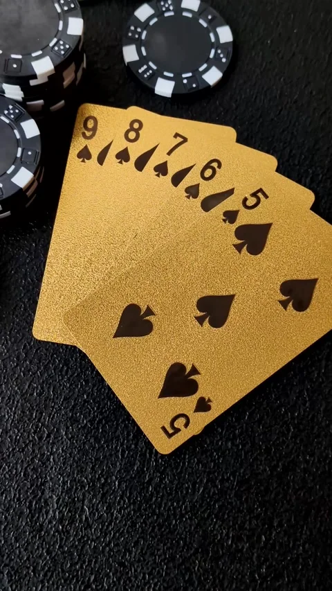 Playing cards and chips on a table, a gambling game of poker. Cards and chips Stock Footage 331950681