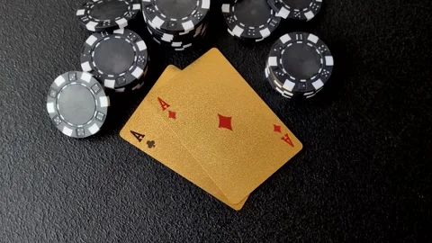 Playing cards and chips on a table, a gambling game of poker. Cards and chips Stock Footage 331950690