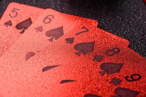 Playing cards and chips on a table, a gambling game of poker. Cards and chips Photos
