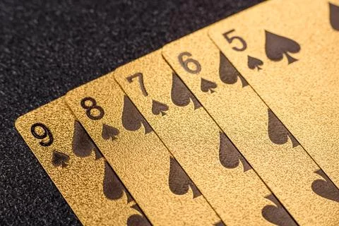 Playing cards and chips on a table, a gambling game of poker. Cards and chips Stock Photos