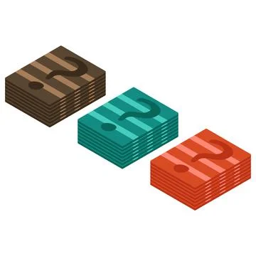 Playing cards for a board game in isometry. Flat vector illustration Stock Illustration