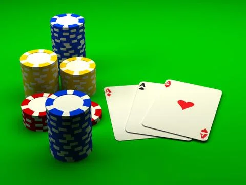 Playing cards with chips Stock Illustration