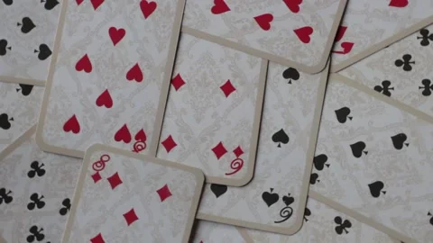 Playing cards close-up, rotate clockwise Stock Footage 136675419