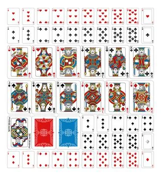 Playing Cards Deck Full Yellow Red Blue Black イラスト素材