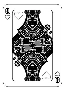 Playing Cards Deck Pack Queen Of Hearts Design Stock Illustration
