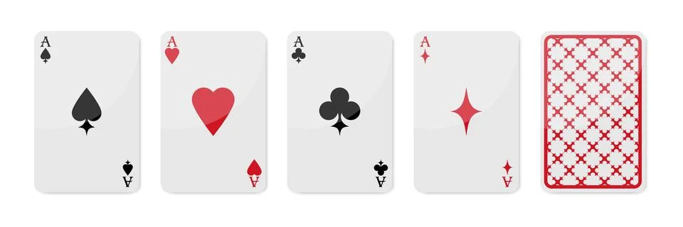 Playing cards design set with back side. Ace of Spades, Hearts Stock Illustration