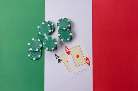 Playing cards, dice and chips on a table, a gambling game of blackjack. Car.. Stock Photos
