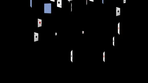 Playing cards fall with alpha Video stock 95319176