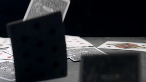 Playing cards fall in front of camera 스톡 동영상 131996119
