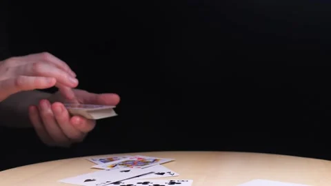 Playing cards fall on the table. Abstraction gambling Stock Footage 147330231