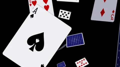 Playing Cards - Falling - Loop - 2 - Alpha Channel Stock Footage