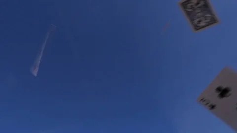 Playing cards falling through the air, slow motion Stock-Footage 73835756