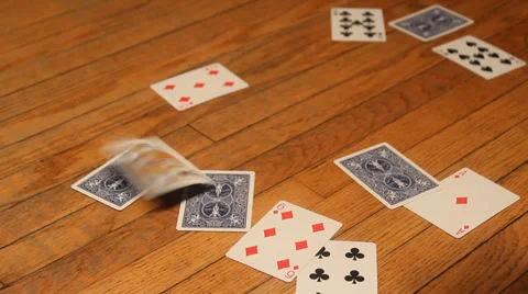 Playing Cards On The Floor Stock Footage 35334401