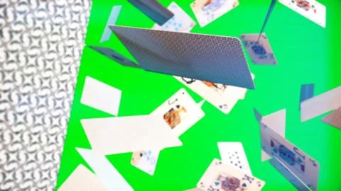 Playing cards on green screen Stock Illustration