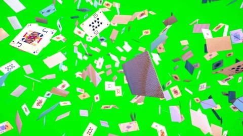 Playing cards on green screen Stock Illustration