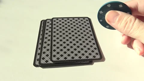 Playing Cards, Hand with Poker Chips, Playing Poker Stock Footage 232058484