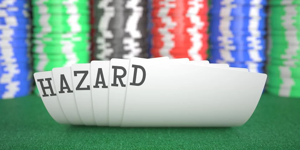 Playing cards with hazard text. 3d rendering Ilustração Stock