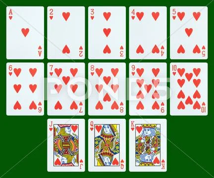 Playing cards - hearts Stock Photos