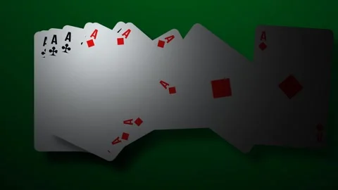 Playing cards icon on dark ghreen background rotation poker and casino 4K Stock Footage 263792693