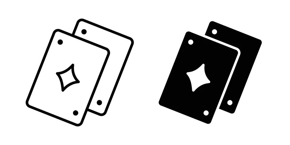 Playing cards icon. Outline, flat icons Stock Illustration