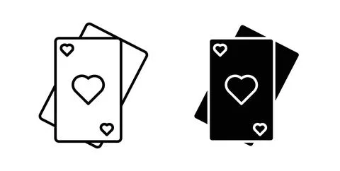 Playing cards icon. Style is flat and line symbol Stock Illustration