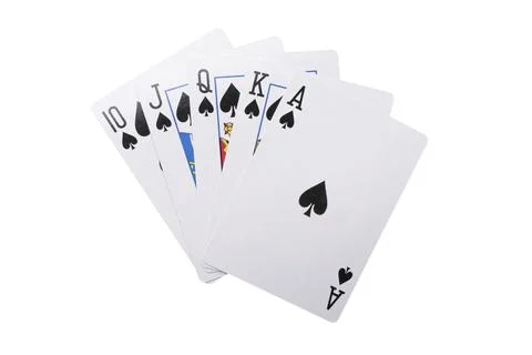 Playing cards isolated on white background. Hand of playing spades cards is.. Stock Photos