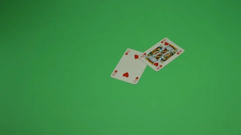 Playing Cards King Two of Hearts on Green screen Chroma key pt1 of 8 Stock Footage 240264378