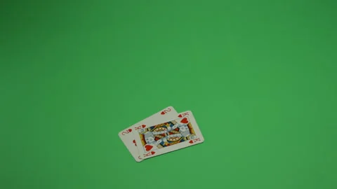 Playing Cards King Two of Hearts on Green screen Chroma key pt2 of 8 Stock Footage 240264846