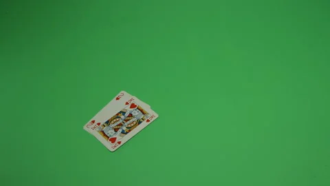Playing Cards King Two of Hearts on Green screen Chroma key pt5 of 8 Stock Footage 240266922