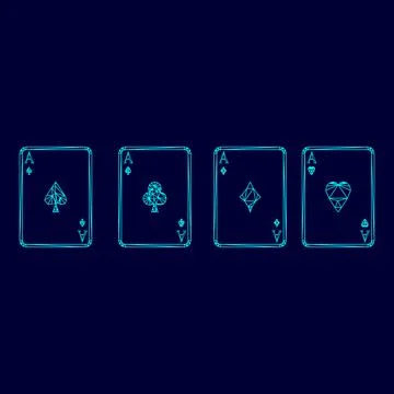 Playing cards low poly triangulation triangulated polygonal electric cyan blu Stock Illustration